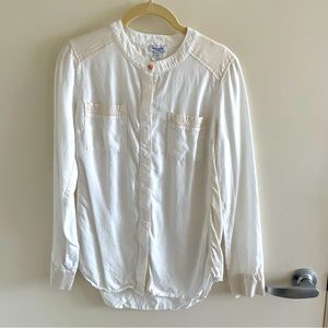 Splendid — white silk contrast button down with metallic buttons — size XS